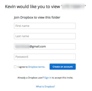 Dropbox form